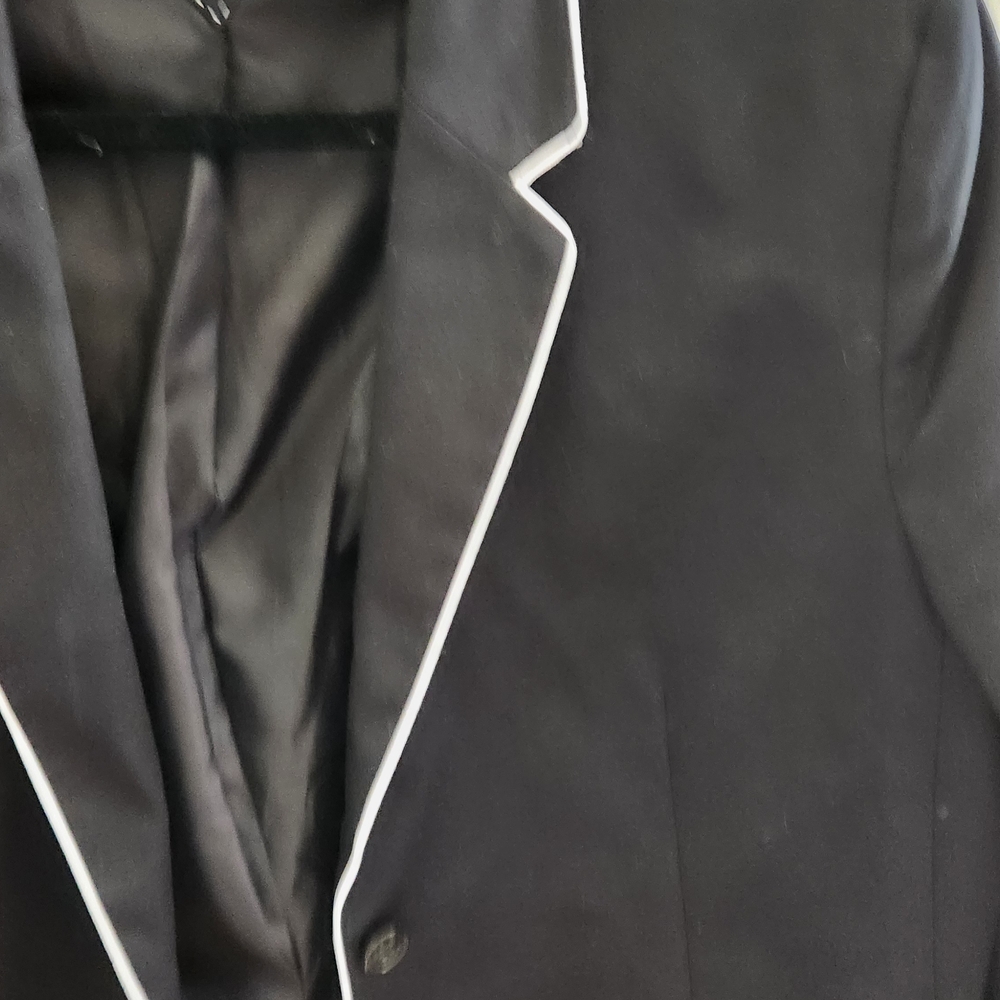 Women's Black Blazer with White Trim - Picture 4 of 5